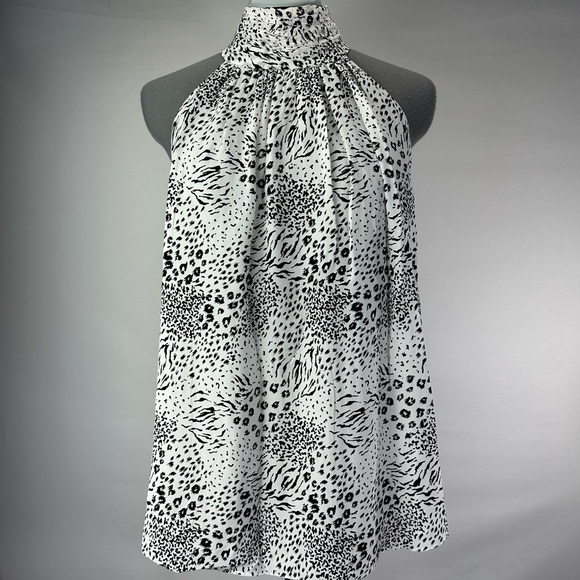 Joie Tops - Joie Erola Animal Print High Neck Halter Blouse Sleeveless Size Large
